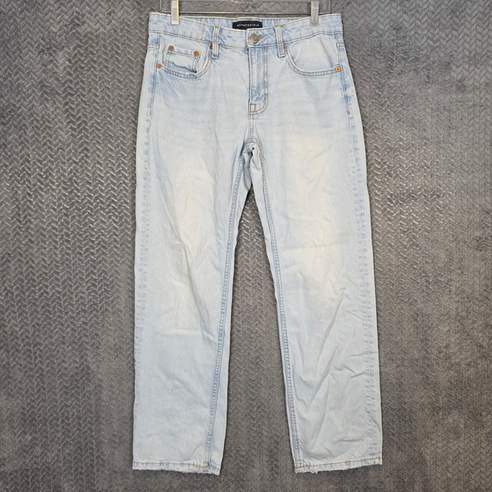 Aeropostale Womens Low Rise Baggy Jeans Light Wash 100% Recycled Cotton Size 4 R